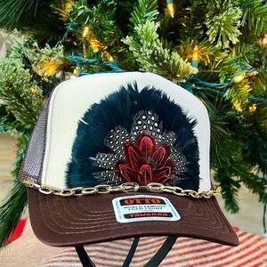Custom feather trucker hat